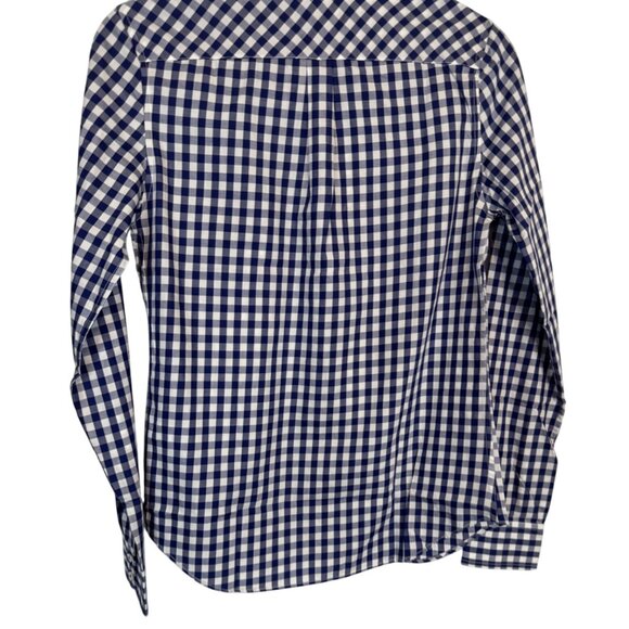 2/$30 NWOT Untuckit "0" Womens Navy Blue & White Gingham Checkered - Picture 9 of 14
